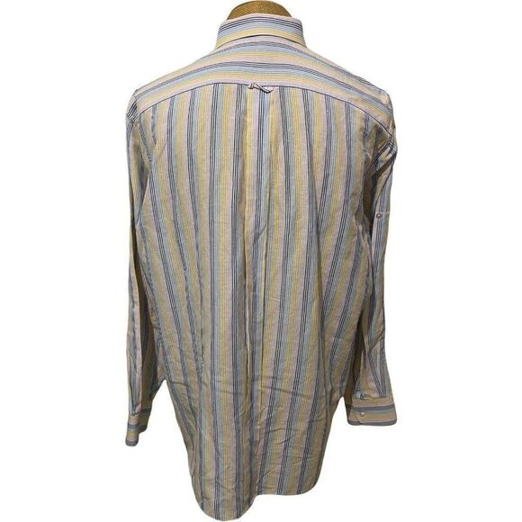 GERLIN Dress Shirt Pink Yellow Blue Stiped Made in Italy Linen Cotton Size 2XL - Picture 5 of 12